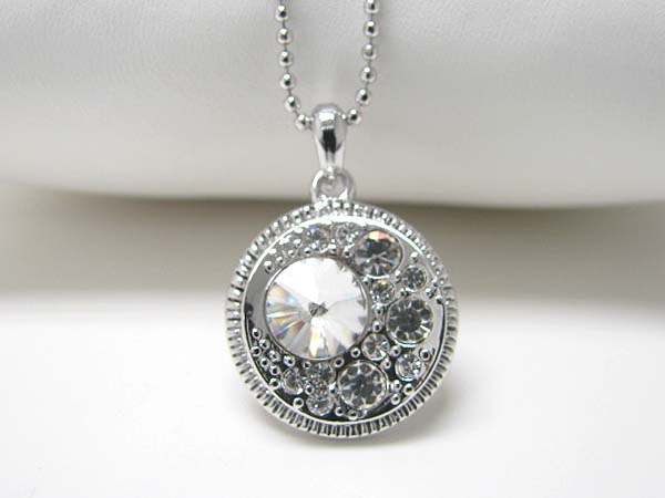 Made in korea whitegold plating crystal bubbled round pendant necklace