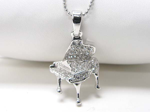 Made in korea whitegold plating crystal stud piano pendant necklace