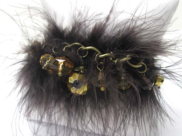 Fur deco galss beads dangle bracelet