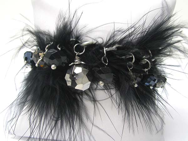 Fur deco galss beads dangle bracelet