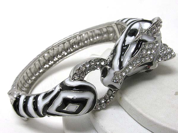 Crystal stud metal zebra hinge bangle