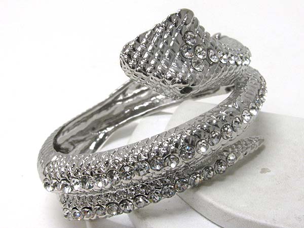 Crystal stud metal snake hinge bangle