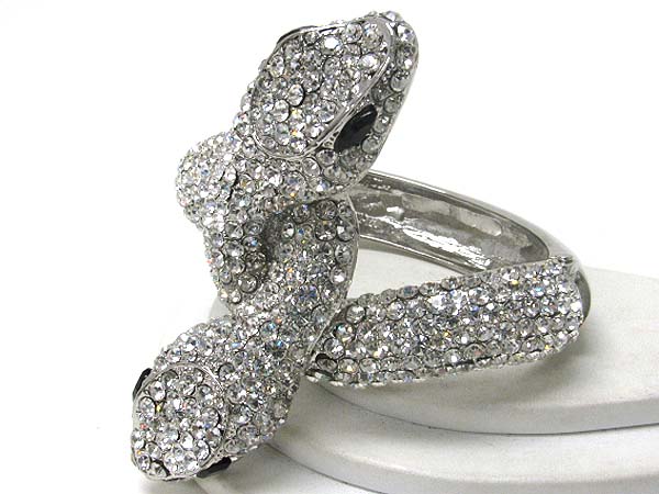 Crystal stud metal dual snake hinge bangle