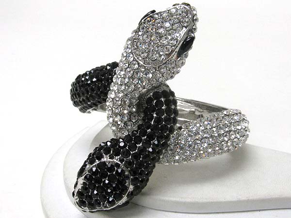 Crystal stud metal dual snake hinge bangle