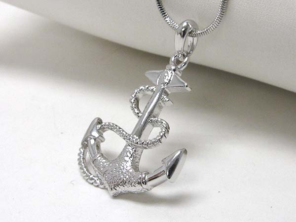 Made in korea whitegold plating nautical theme anchor pendant necklace