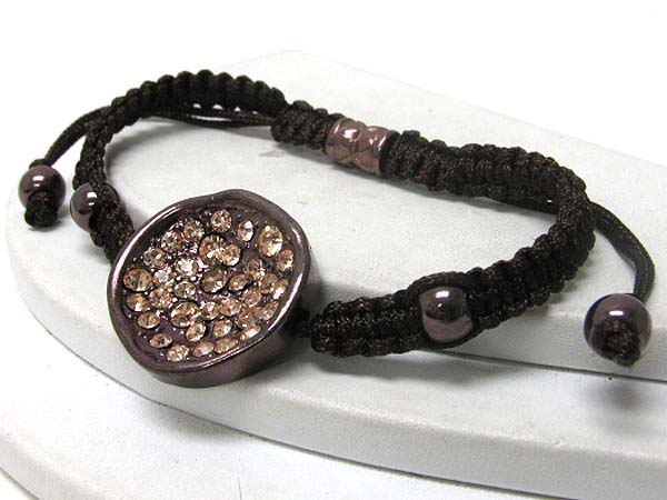 Paved crystal round disk freindship bracelet