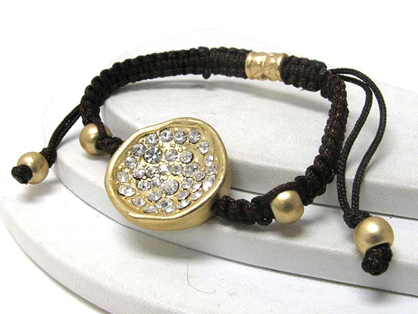 Paved crystal round disk freindship bracelet