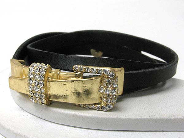 10 inch long crystal stud metal belt shape free wrap style leather wrist band