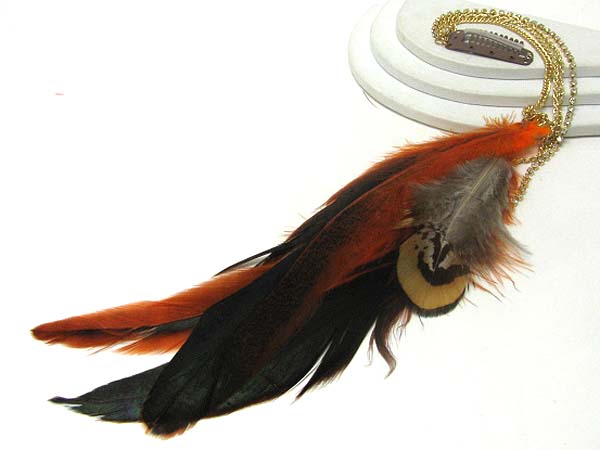 14 inch super long multi feather and rhinestone  line hair extension