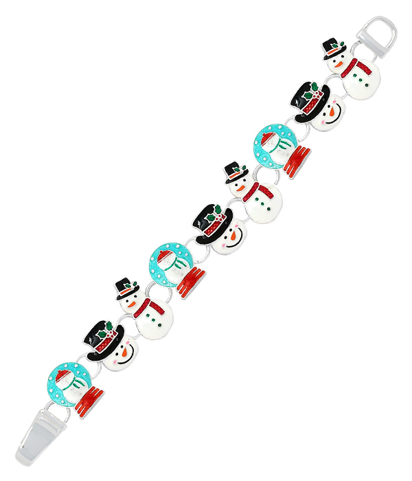 Christmas theme epoxy magnetic bracelet - snowman