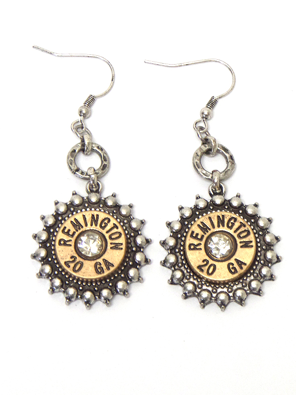 Crystal center bullet earring