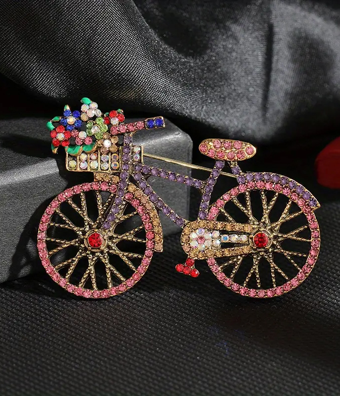 Crystal bicycle brooch