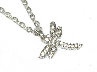 Crystal deco dragonfly pendant necklace 