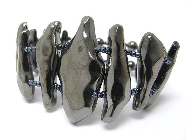 Burnish metal link stretch bracelet