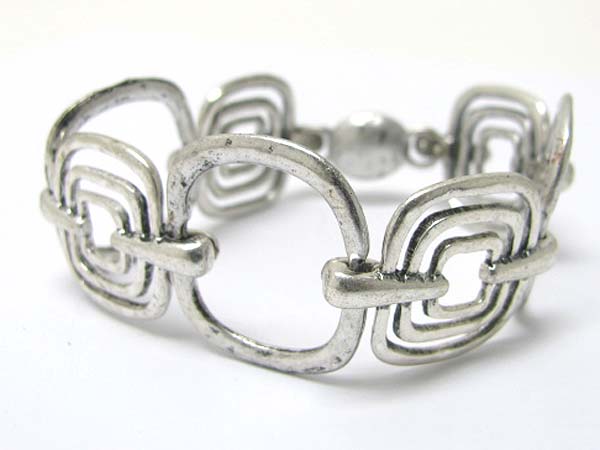 Burnish metal hoop link stretch bracelet