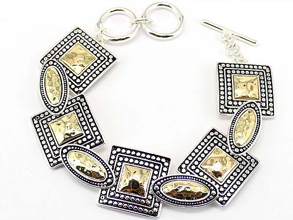 Designer pattern square link bracelet