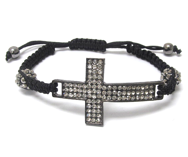 Crystal stud cross and fireball deco bracelet