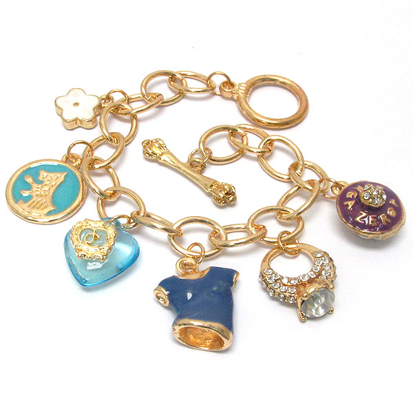 Crystal and epoxy deco designer style charm bracelet - juicy inspired