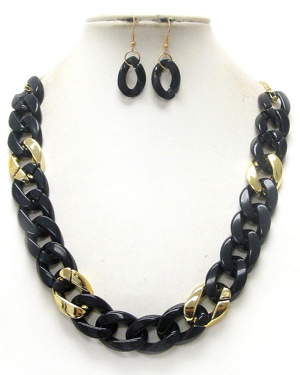 Acrylic thick chain necklace earring set