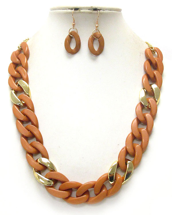 Acrylic thick chain necklace earring set