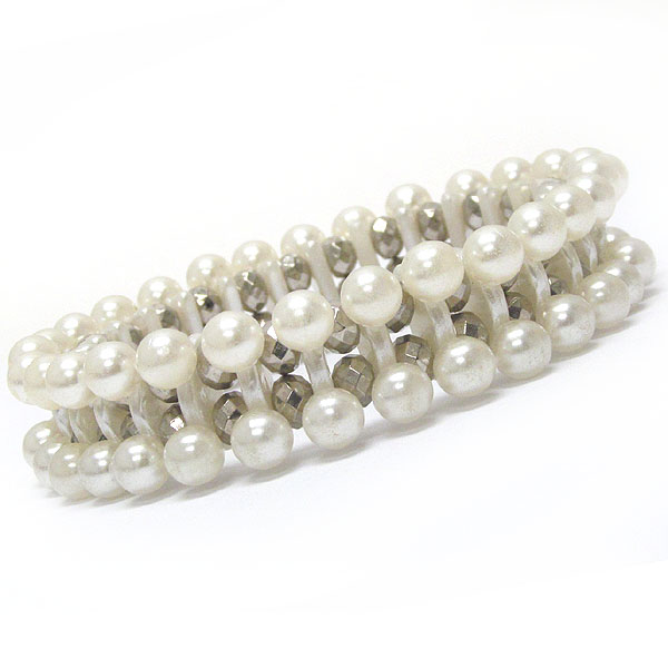 Double pearl link stretch bracelet