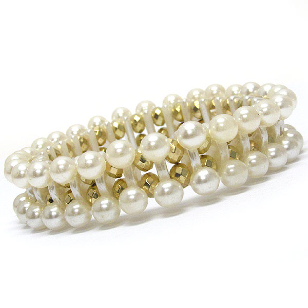 Double pearl link stretch bracelet