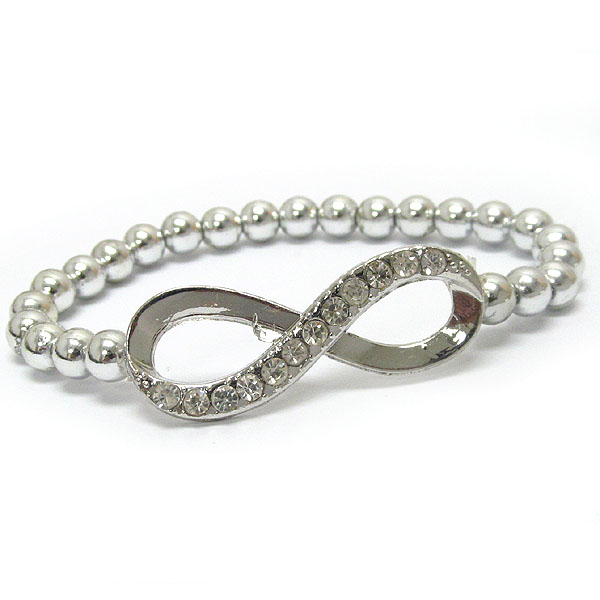 Crystl infinite and metal ball bead stretch bracelet