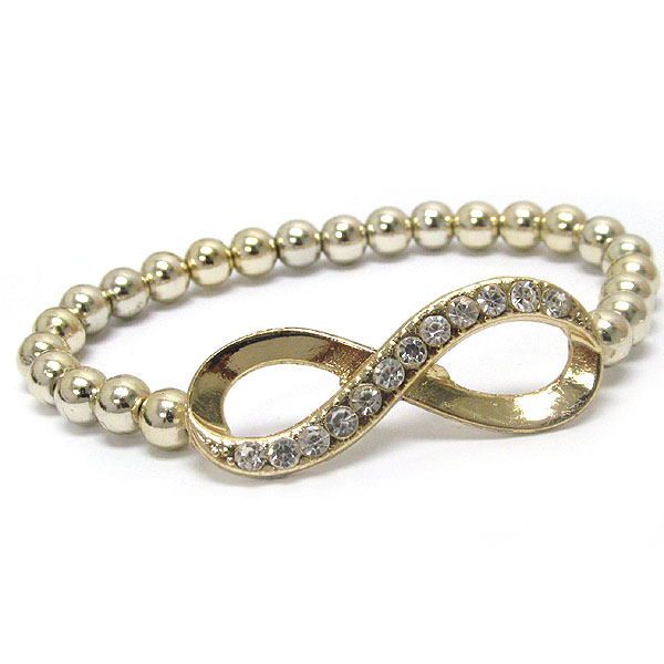 Crystl infinite and metal ball bead stretch bracelet