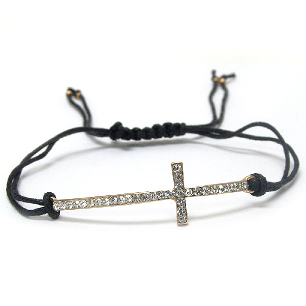 Crystal cross and braided yarn friendship bracelet