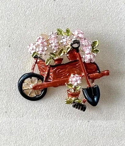 Flower cart epoxy brooch