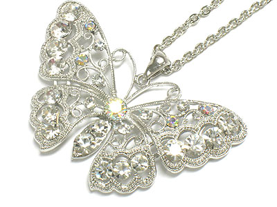 Crystal butterfly neckalce