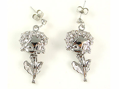 Made in korea whitegold plating crystal betty boop earring