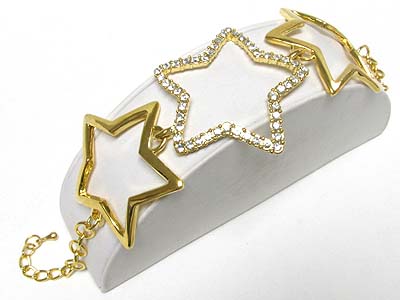 Crystal triple star link bracelet