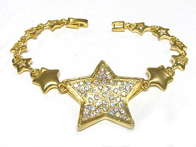 Large crystal star and small star link bracelet