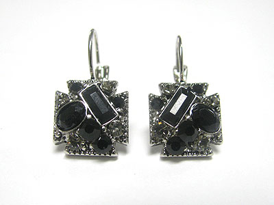 Crystal deco fat cross earring