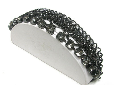 Crystal and multi metal chain link bracelet