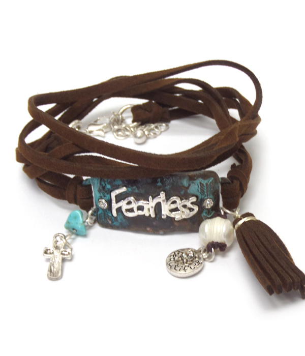 Bohemian charm multi row leather bracelet - fearless