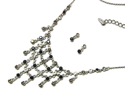 Austrian crystal cascade drop necklace and earring set