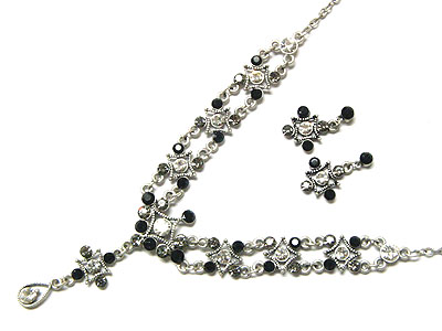 Austrian crystal double line y drop necklace and earring set