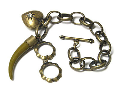 Italian horn tusk charm bracelet