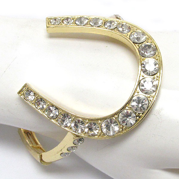 Crystal stud large horseshoe stretch bracelet