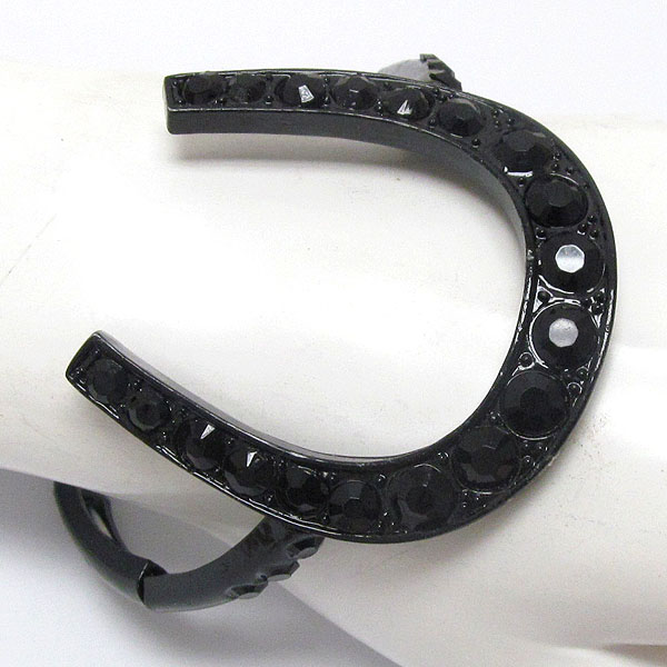 Crystal stud large horseshoe stretch bracelet