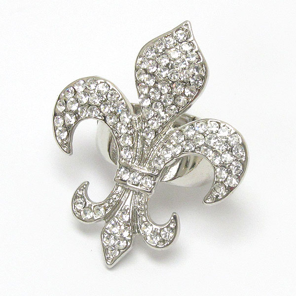 Crystal deco fleur de lis stretch ring