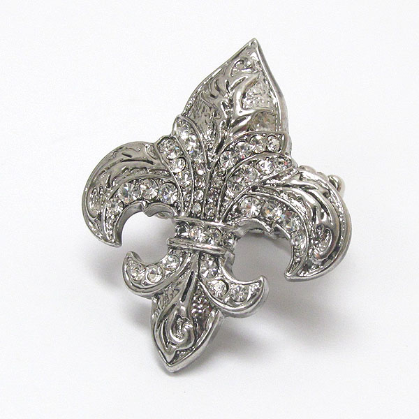 Crystal deco fleur de lis stretch ring