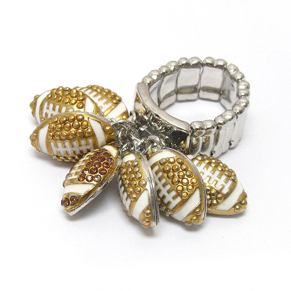 Multi football charm stretch ring