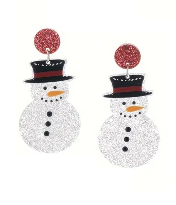 Christmas theme acrylic earring - snowman