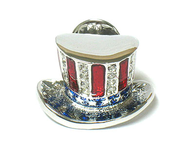 Crystal uncle sam's hat brooch