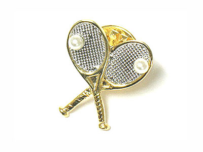 Tennis racket and ball brooch