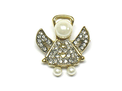 Crystal angel brooch