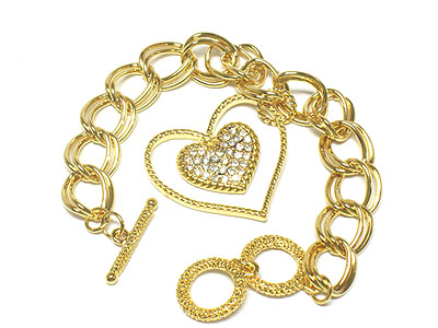 Crystal heart toggle bracelet